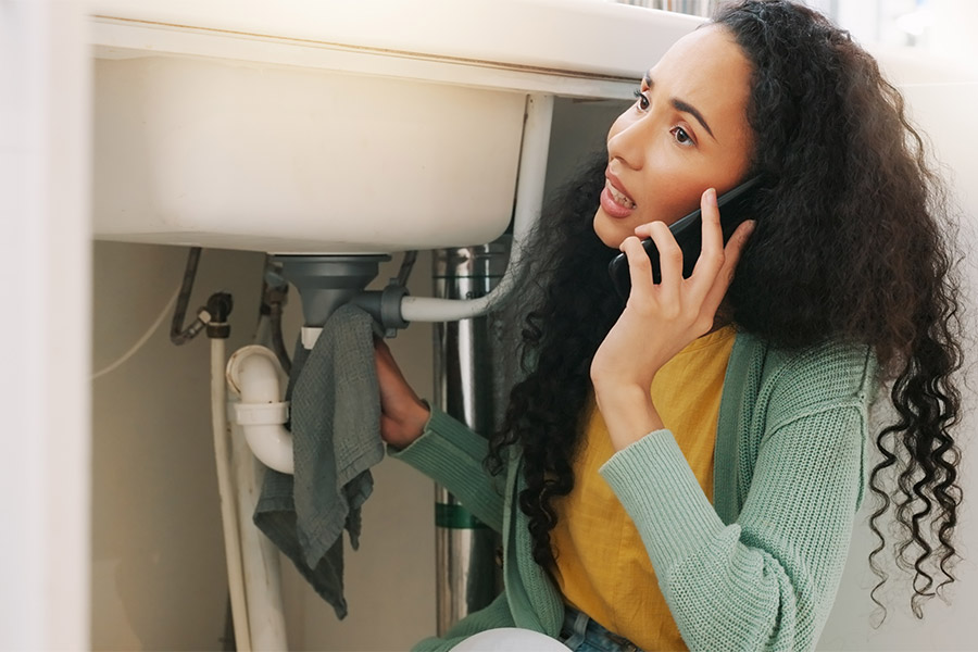 Woman calling about a leak